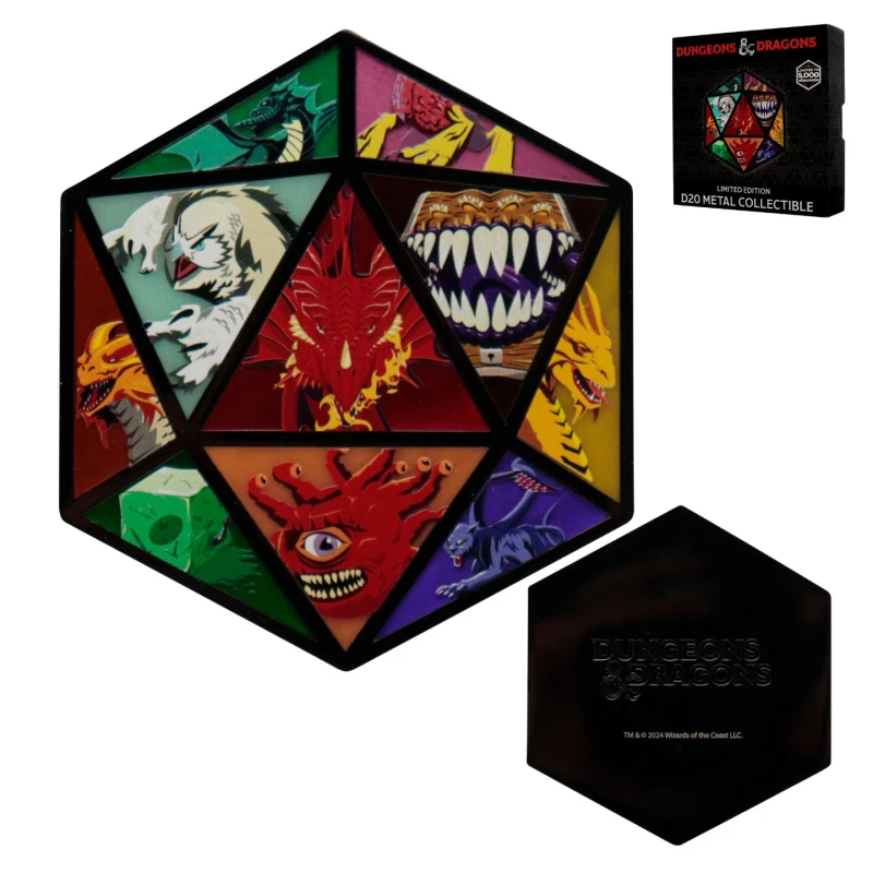 Image of Dungeons & Dragons Dungeons & Dragons Limited Edition D20 Dice Collectible Metal Medallion Multi One Size Unisex 5060948294133