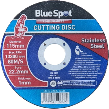 Image of Bluespot - 19666 115mm (4.5') Stainless Steel Cutting Disc