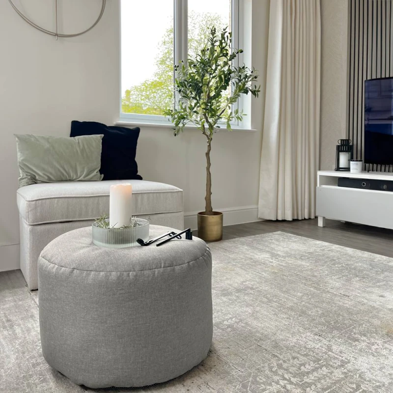 Image of rucomfy Beanbags rucomfy Indoor Pouffe Bean Bag - Barley Ottoman Footstool in Light Grey Light Grey Unisex