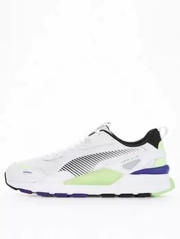 Image of Puma RS 3.0 Synth Pop Trainers - Black, White/Green, Size 7, Men