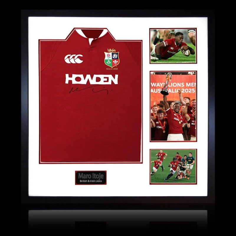 Image of The Fan Cave Maro Itoje Signed British & Irish Lions 2025 Shirt Red unisex 820mm x 82