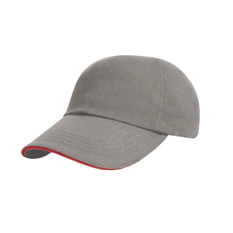Image of Result Womens Heavy Brushed Cotton Sandwich Peak Baseball Cap in Grey Grey Female One Size
