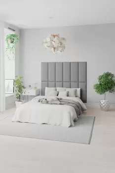 Image of EasyMount Wall Mounted Upholstered Panels, Modular DIY Headboard in Eire Linen Fabric (Pack of 2)