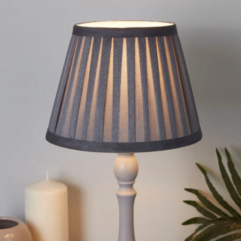 Image of Lighting Collection Charcoal Pleat Textured Tapered Fabric Table Lamp Shade