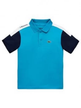 Image of Lacoste Sports Boys Ultra Dry Colourblock Polo Shirt - Blue, Size 16 Years