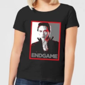 Image of Avengers Endgame Black Widow Poster Womens T-Shirt - Black