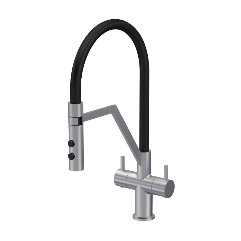 Image of Balterley Kitchen Mono Mixer Tap with 2 Lever Handles Brushed Nickel 436mm Metallics unisex
