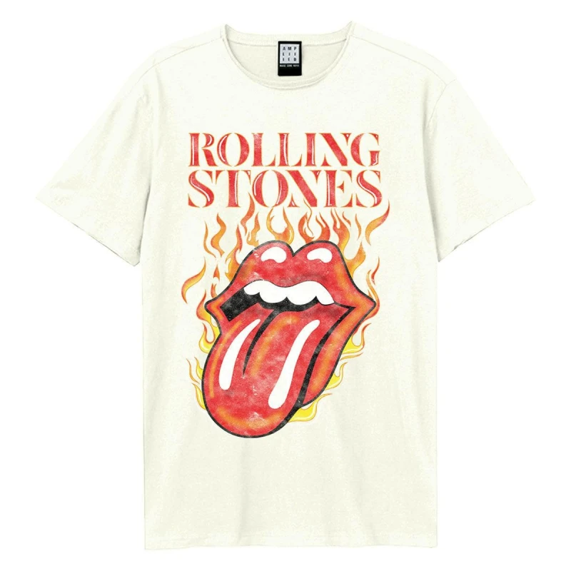Image of Amplified Amplified Men Hot Tongue The Rolling Stones T-Shirt in White Size: X-Small White XS Male 5063527531681