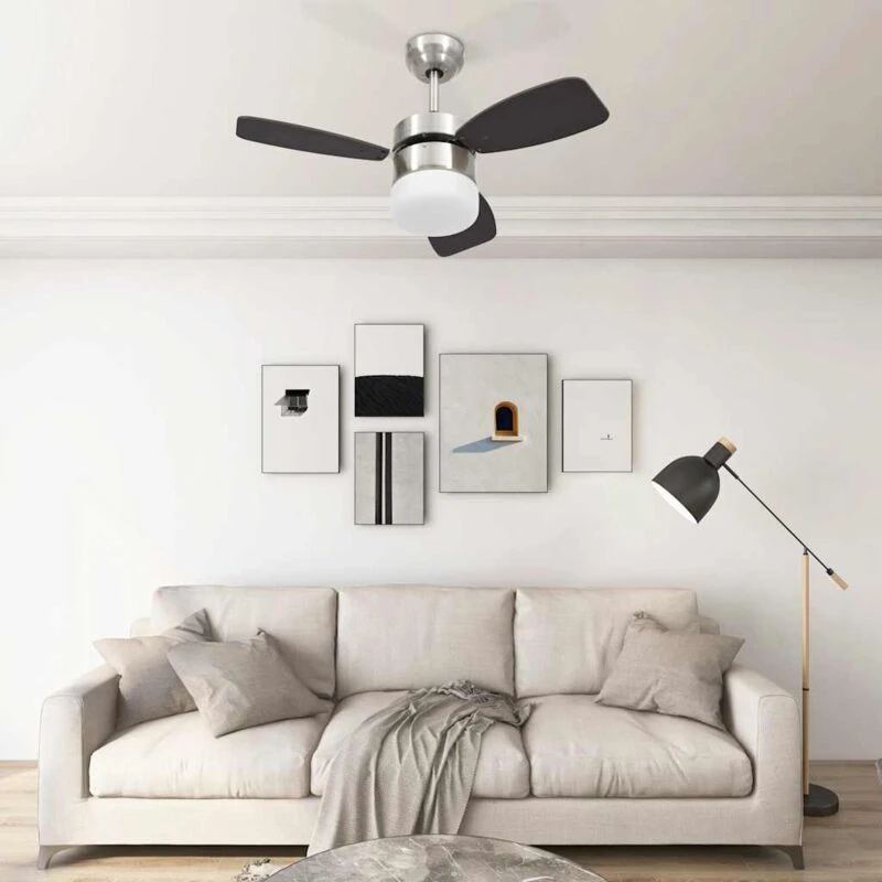 Image of VIDAXL Ceiling Fan with Light and Remote Control 76cm Dark Brown Vidaxl 8720286145982