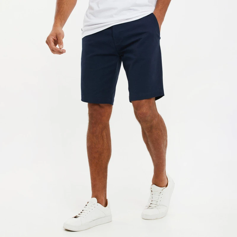 Image of Threadbare Cotton Slim Fit Chino Shorts With Stretch - Blue Blue M