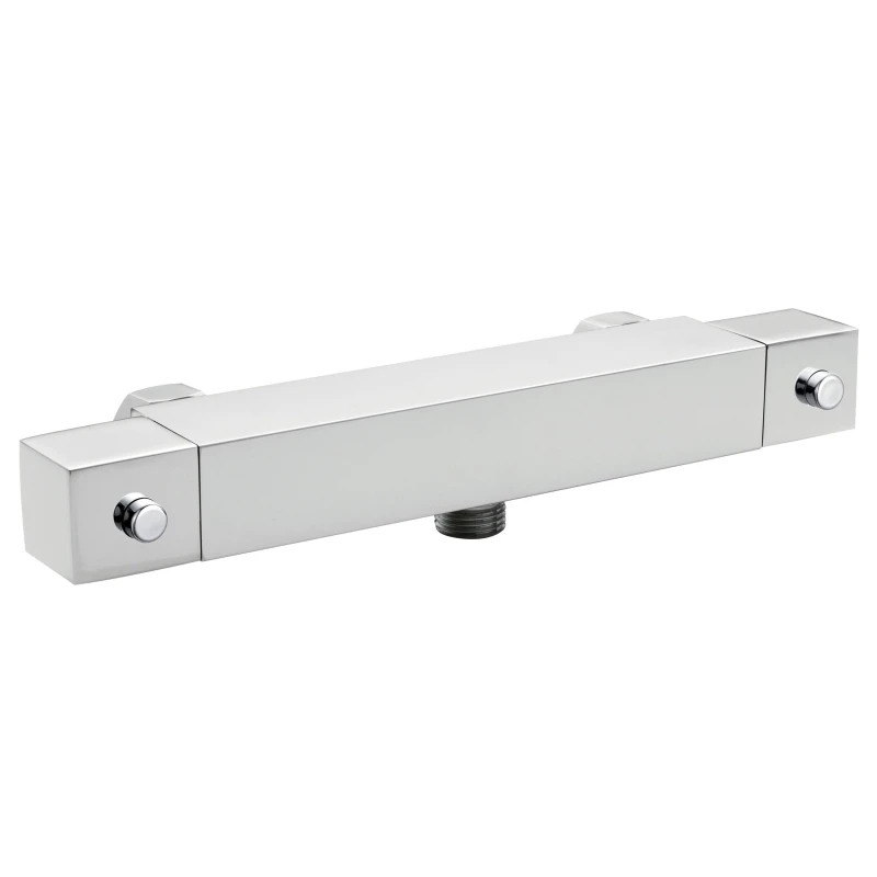 Image of Balterley Contemporary Square Thermostatic Shower Bar Valve 1 Outlet Chrome Silver