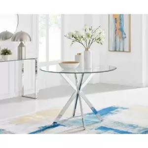 Image of Furniture Box Venice Chrome Round Glass Dining Table