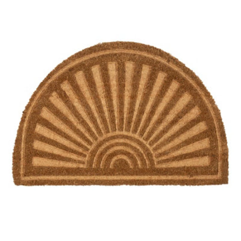 Image of Nicola Spring Coir Half Moon Door Mat - 60 x 40cm - Embossed Brown