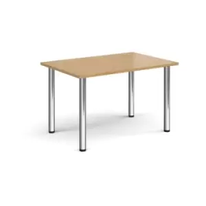 Image of Rectangular chrome radial leg meeting table 1200mm x 800mm - oak