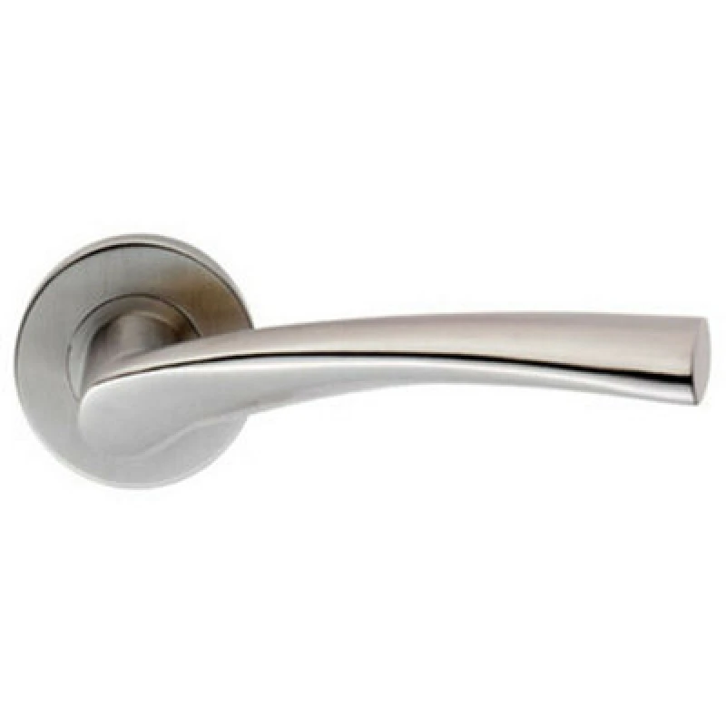 Image of Loops PAIR Twisted Angular Design Handle on Round Rose Concealed Fix Satin Steel Metallics