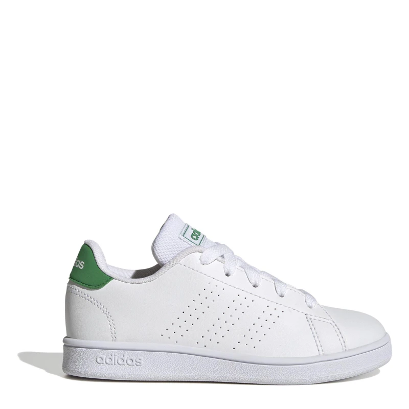 Image of adidas Sportswear Kids Unisex Advantage Trainers - White/Green, White/Multi, Size 11 Younger Print VHBSU Unisex 11 Younger