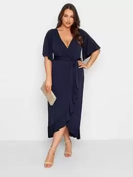 Image of Yours Ruffle Wrap Dress - Blue Size 30-32, Women