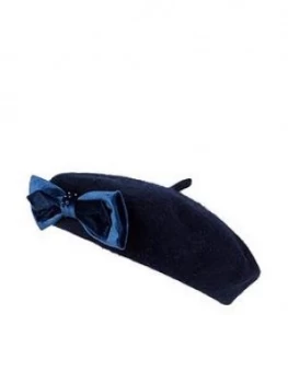 Image of Monsoon Girls Jaime Pearl Velvet Bow Beret Hat - Navy