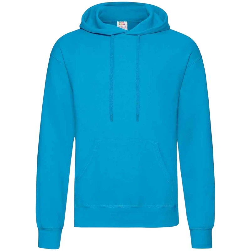 Image of Fruit of the Loom Mens Classic Hooded Sweatshirt in Bright Blue Size: Small Bright Blue Male S