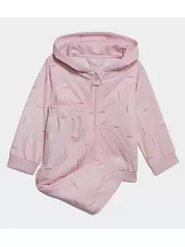Image of adidas Brandlove Shiny Polyester Tracksuit, Pink, Size 12-18 Months, Women