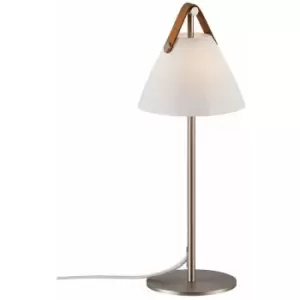 Image of Nordlux Strap 16cm Table Lamp with Round Tapered Shade Nickel, G9
