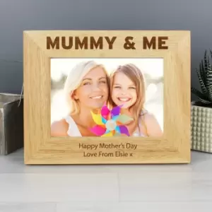 Image of Personalised Mummy and Me Light Wood Landscape Photo Frame Natural