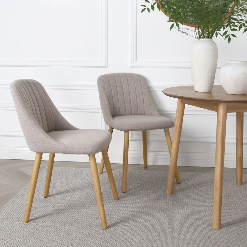 Image of Home Garden Direct Emilia - Dining Chairs in Premium Textured Linen (Set of 2) in Beige Beige Unisex