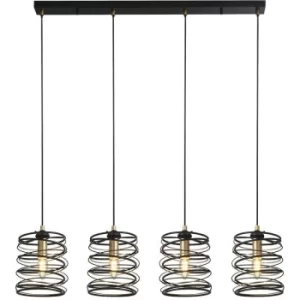 Image of Searchlight Spring 4 Light Bar Pendant, Black And Gold