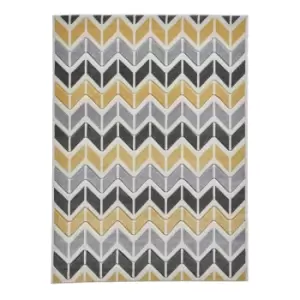 Image of Zig Zag Rug - Grey/Yellow