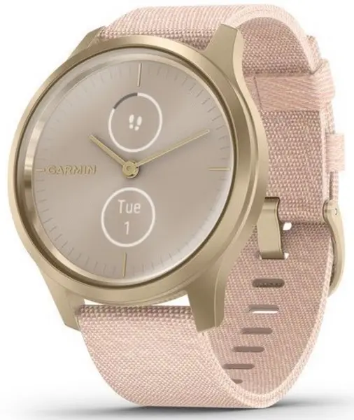 Image of Garmin Watch Vivomove Style Light Gold Aluminium Case Blush Pink Nylon GMN-226