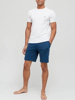 Image of Emporio Armani Bodywear Endurance Lounge T-Shirt And Short Set - Blue/White , Blue/White, Size S, Men