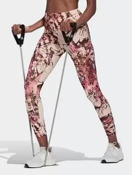 Image of adidas Yoga Essentials Print 7/8 Tights, Orange Size M Women