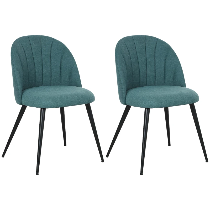 Image of HOMCOM Set of 2 Dining Chairs with Shell Backrest and Padded Seat Green