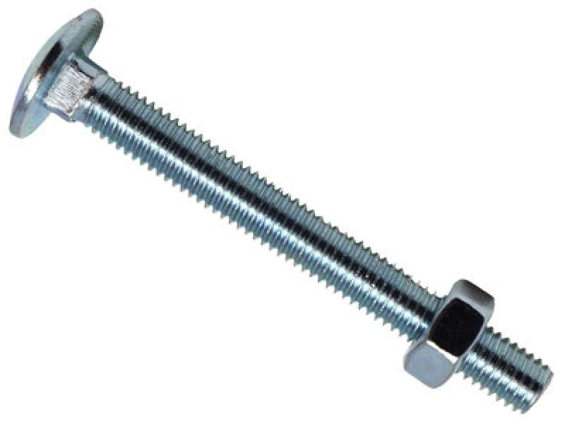 Image of Metalmate Memcsx08100 Cup Square Hex Bolt & Nut Zp M8 X 100mm Box 10 Memcsx08100