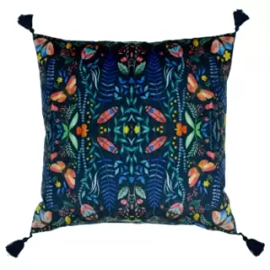Image of Kaleidoscopic Velvet Cushion Blue