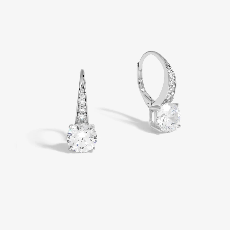 Image of Jon Richard Rhodium Plated Cubic Zirconia French Hook Round Earrings Silver female