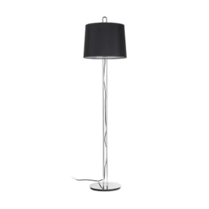 Image of Montreal Floor Lamp Round Tappered Shade Black, E27