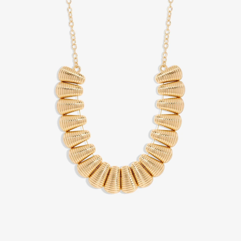 Image of Mood Gold Polished Ridged Collar Necklace Gold