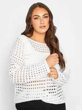 Image of Yours Long Sleeve Crochet Jumper - Ivory, White, Size 18-20, Women