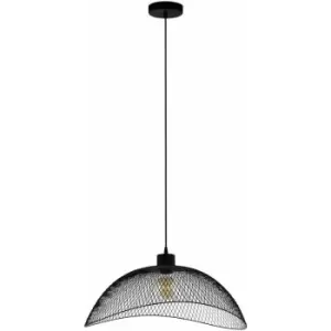 Image of Hanging Ceiling Pendant Light Black Steel Mesh Shade 1x 60W E27 Feature Lamp