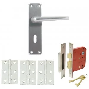 Image of Contract Aluminium Handle Set with Sashlock and Hinges