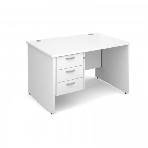 Image of Maestro 25 PL Straight Desk With 3 Drawer Pedestal 1200mm - White pane