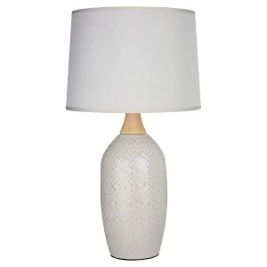 Image of Premier Housewares Willow Table Lamp in Grey Ceramic with Grey Fabric Shade