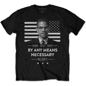Image of Malcolm X - By Any Means Necessary Unisex Medium T-Shirt - Black