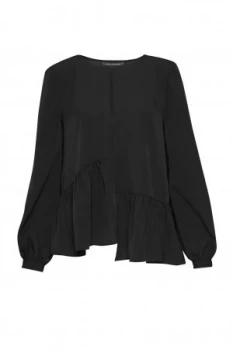 Image of French Connection Lisette Lightweight Crepe Top Black