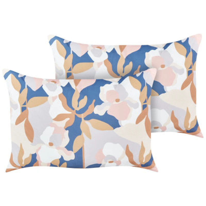 Image of Beliani Set Of 2 Outdoor Cushions Verezzi Floral Pattern 40 X 60 Cm Multicolour
