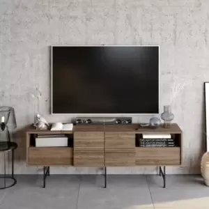 Image of Decorotika Derin 180 Cm TV Unit ,TV Stand With Two Cabinets ,TV Cabinet With Metal Legs, TV Console With Open Shelves And Extended Doors Up To 71