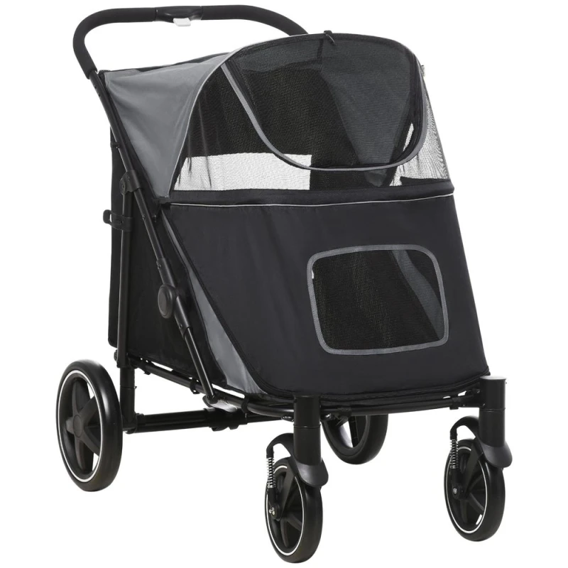 Image of PawHut Foldable Dog Carriage w/ Shock Absorber - Black D00-167V01GY