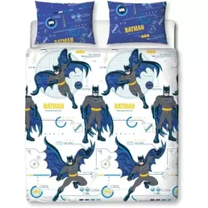 Image of Batman Reversible Tech Duvet Cover Set (Single) (White/Deep Blue)