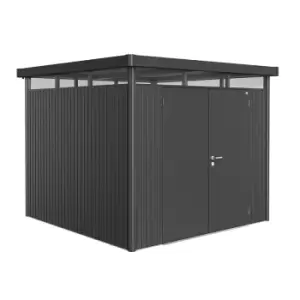 Image of 8' x 8' Biohort HighLine H4 Dark Grey Metal Double Door Shed (2.52m x 2.52m)